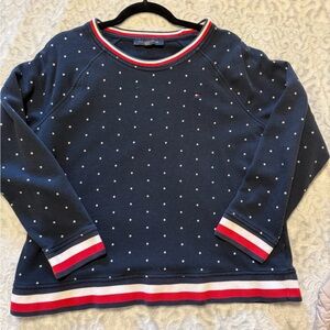 Tommy Hilfiger Navy Sweater with Red and White Trim
